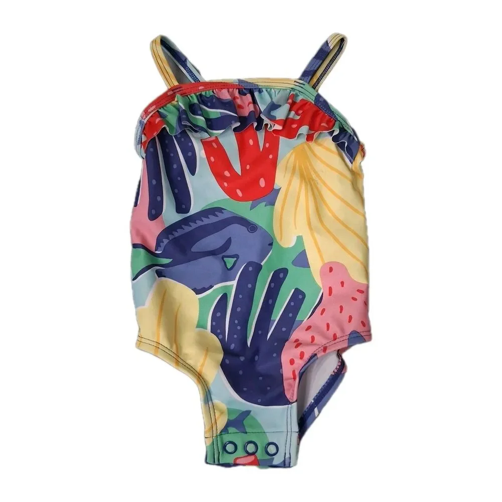 Carters Baby Girl Swimsuit Size 9m Fish Under Sea Bright Colors Pool Party Beach